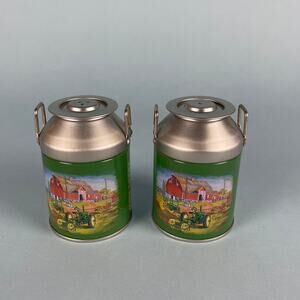 Vintage John Deere Milk Can Salt and Pepper Shaker Set